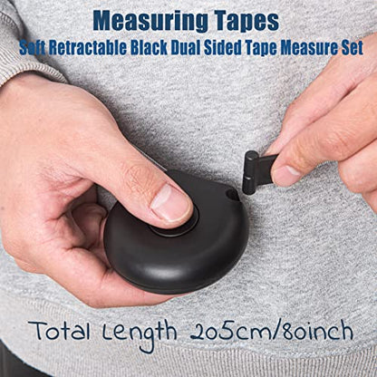 Tape Measure Body Measuring Tape 80inch/205cm Lock Pin Retract Tape Measure for Tailor Fitness Clothes Sewing Handcrafts Weight Loss Body Measurement - color: Black Black White 3 pack