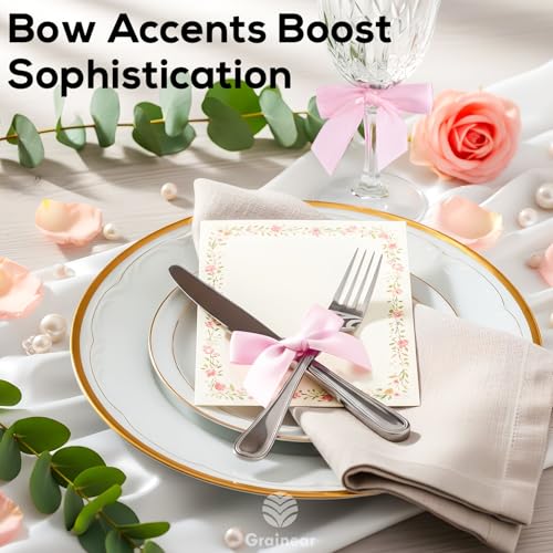 50 Pcs Light Pink Satin Ribbon Bows, 3.5" x 3.5", with Twist Ties - color: Light Pink