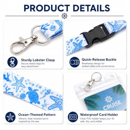 6 Pack Cruise Lanyard for Ship Cards, Cruise Essentials 2026, Starfish - color: 6 Pack Starfish