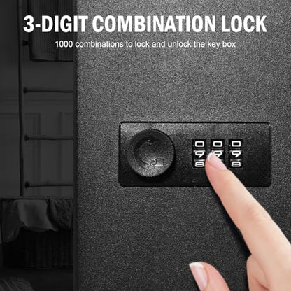 60 Steel Key Box Wall Mount, Black Key Cabinet with Combination Lock - size: 60 Keys