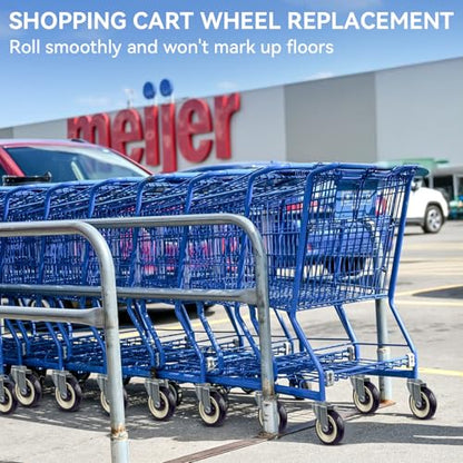 5" Casters Replacement Shopping Cart Wheels, Polyurethane 3/8'' Bore Casters Set of 4 Wheels for Cart Loading Capacity 1400lbs Total - style: 5 inch Navy