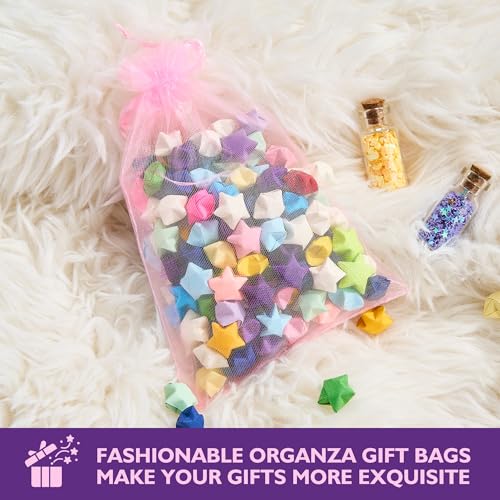PACKINNO 100pcs Pink Organza Bags, Sheer Organza Bags 4x6 Inch, Small Mesh Bag, Drawstring Gift Bags for Jewelry, Party, Candy, Christmas, Festival, Bathroom Soaps, Makeup - color: Pink