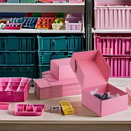 8x8x4 inch Pink Shipping Boxes for Small Business- Set of 25 - color: Pink, size: 8x8x4 Inch