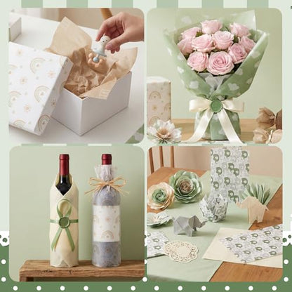 woric 120 Sheets Tissue Paper Bulk for Gift Bags 20 x 14 Inch - color: Sage Green Baby Shower