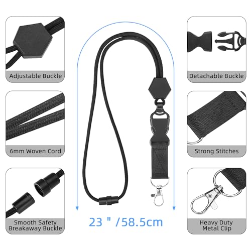 Oaridey Carbon Fiber Badge Holder with Breakaway Lanyard, Holds 5 Cards