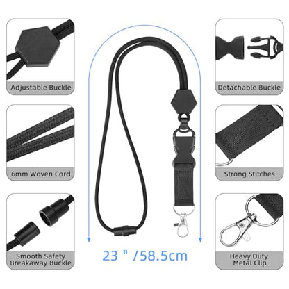 Oaridey Carbon Fiber Badge Holder with Breakaway Lanyard, Holds 5 Cards