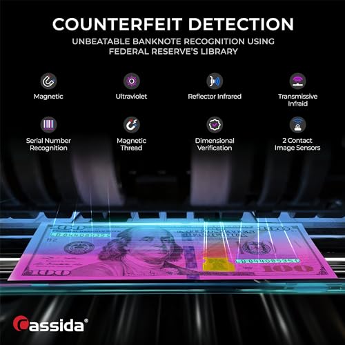 Cassida Money Bill Counter I Business Grade I 1,200 Notes/Min I 8800R V2 - size: Large (8800R-V2)
