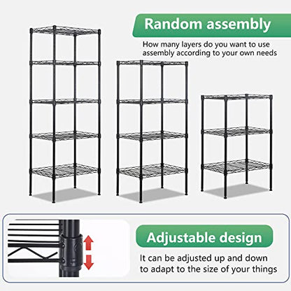 FDW | 5-Tier Wire Shelf | 17" x 12" x 48" | Black - color: Black, size: 17×12×48