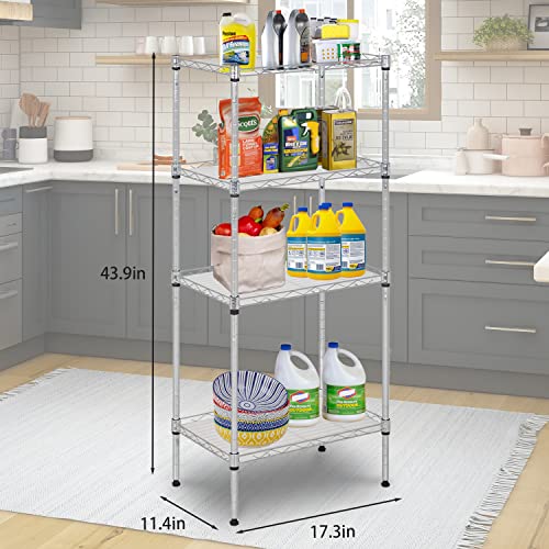 FDW | 4-Tier Wire Shelf | 18" x 12" x 44" | Chrome - color: Chrome, size: 18×12×44