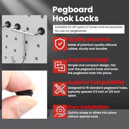 100Pcs Pegboard Hook Locks, Peg Board Locks Stoppers Fit for 1/4 Inch - color: 100PCS