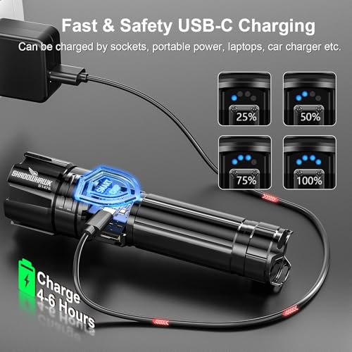 Flashlight 10000 High Lumens Rechargeable 30W Super Bright LED Flash Light