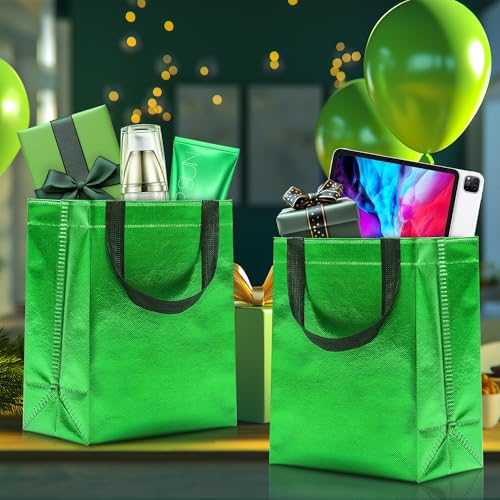 KeerxunBag Green Gift Bags - 12 pieces - Reusable - With Inner Liner Paper - color: Greene