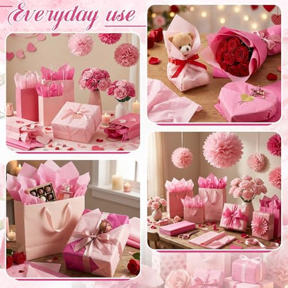 500 Sheet Pink Tissue Paper Bulk 20 x 20 Inch for Wedding Birthday Gift Bag - color: Pink, size: 20 x 20 Inch
