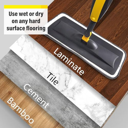 Wet Spray Mop for Floor Cleaning with 14 oz Bottle & 3 Microfiber Pads - color: 05-grey & Yellow