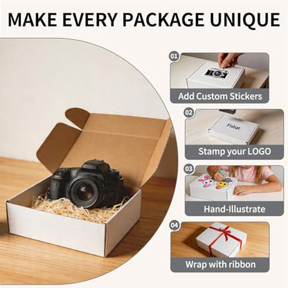Fishat 12" x 10" x 4" White Corrugated Cardboard Shipping Boxes Set of 5 - size: 12" x 10" x 4"