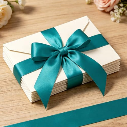 1In 30Yards Teal Satin Ribbon for Gift Wrapping Wedding Christmas Party - color: Teal, size: 1 inch