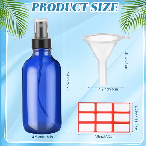 Fumete 2 Pack Glass Spray Bottles 4oz,Blue, Black Top,Mist Bottle - color: Blue, Black Top, style: Mist Bottle