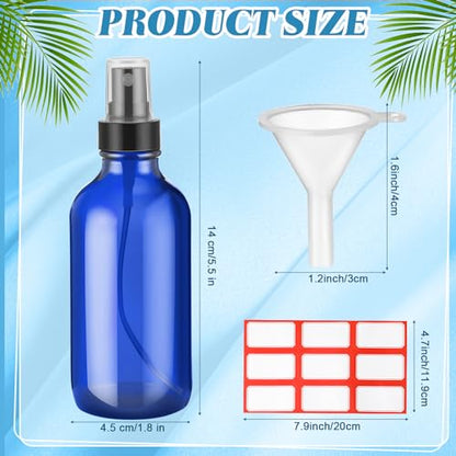 Fumete 2 Pack Glass Spray Bottles 4oz,Blue, Black Top,Mist Bottle - color: Blue, Black Top, style: Mist Bottle