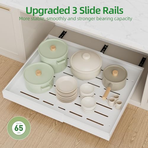 PAKETA 4 Pack Expandable Pull Out Cabinet Organizer,21" Deep - color: White, size: 21"D X 15-26"W (4 Pack)