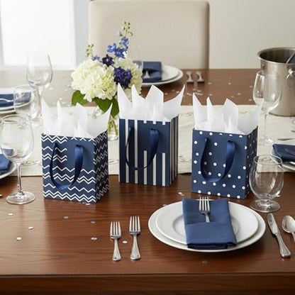 Tenare 12 Pcs Small Gift Bags Bulk,4 x 2.75 x 4.5 Inch,Blue Silver - color: Blue Silver, size: 4 x 2.75 x 4.5 Inch