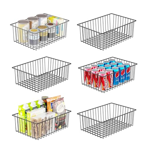 Simple Trending 6 Pack Large Metal Wire Baskets for Storage, Black - size: 6 pack