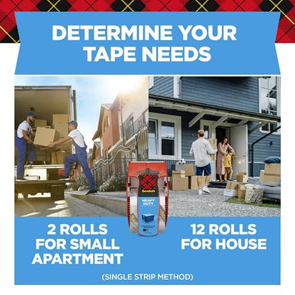 Scotch Heavy Duty Shipping Packing Tape, Clear, 1.88 in. x 22.2 yd. - size: 1.88 in x 22.2 yd (3 Rolls)