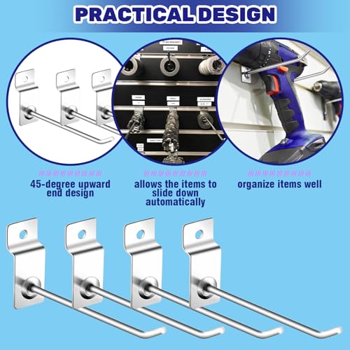 40Pcs Slatwall Panel Hooks Bulk Set, Metal Pegboard Organizer Slat Wall Hanging Display Hanger Hooks for Gridwall Garage Shop Retail (4 Inches/10 CM) - size: 4 Inches/10 CM