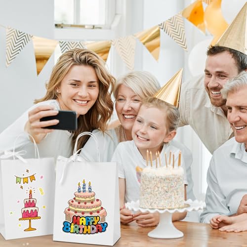 GSSUSA 400 Pack 8x4.25x10.5'' Paper Bags with Handles Bulk, White Paper Gift Bags for Small Business - color: White, size: 8x4.25x10.5 Inch (Pack of 400)