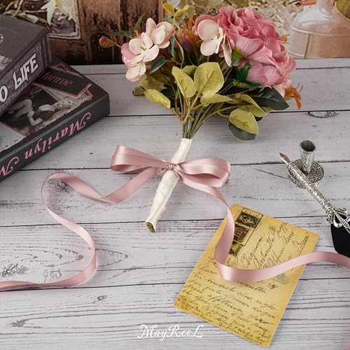 MAYREEL Dusty Rose Satin Ribbon 1/2 Inch Double Faced 50 Yards Thin - color: Dusty Rose, size: 1/2 Inch