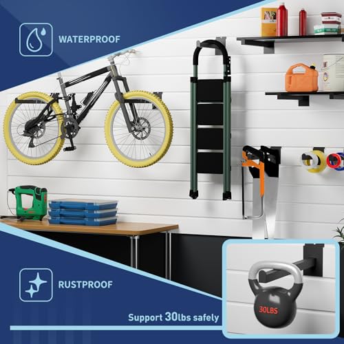 16 Pack Heavy Duty Tube Slatwall Shelf Brackets, Metal Tubular Slat Wall Brackets with Lip, Slatwall Accessories for Garage, Retail, and Home Storage - size: 14 Inch, style: Black