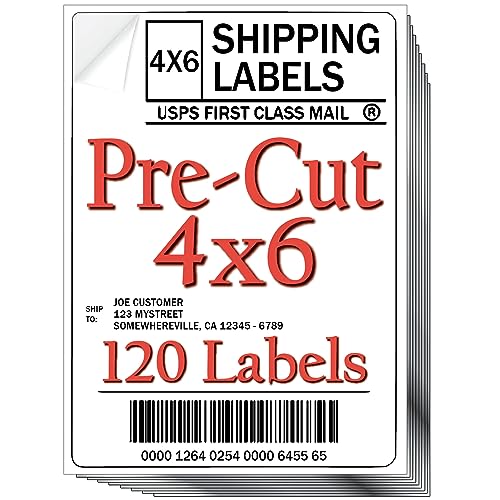 JETZAP Pre-Cut 4x6 Shipping Labels | Work on Most Inkjet and Laser Printers | Just Load & Print | USPS UPS FedEx for Home Printers | 120 Pack