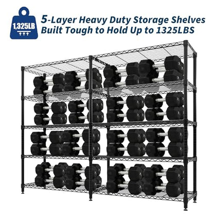 70.8" W Storage Shelves 5-Tier 1325LBS Load Metal Garage Shelving Adjustable Heavy Duty Shelving Unit for Home Kitchen Office Garage 70.8" Wx15.8 Dx70.5 H - color: 5 Tier,15.75" D X70.87" W X70.47" H