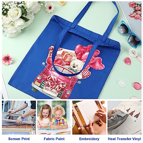 Roowest 60 Pack Canvas Tote Bags Bulk, 16" x 15", Blue - color: Blue