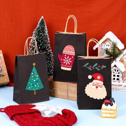 OUTUXED 150pcs Black Paper Bags with Handles, 5.25x3.2x8in Small Gift Bags - color: Black 5.25x3.2x8in, size: 1 Count (Pack of 150)