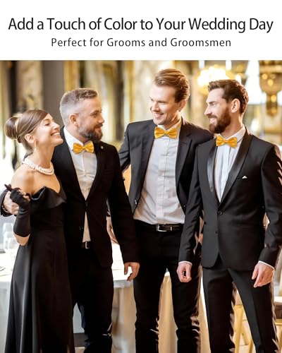 AWAYTR Bow Ties for Men - Pre-Tied Adjustable Tuxedo Style for Wedding - color: Golden Yellow
