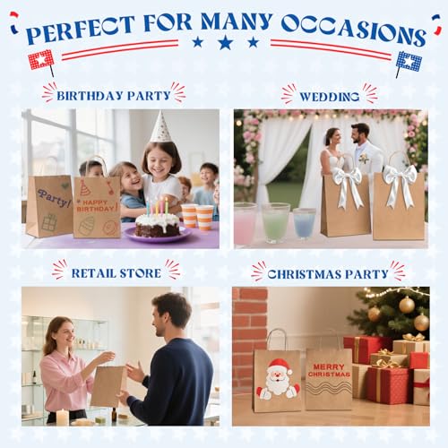 MESHA Brown Paper Kraft Gift Bags with Handles 8x4.25x10.5 Inch 500 Pack - color: Brown 8x4.25x10.5 Inch, size: 8x4.25x10.5 Inch (Pack of 500)