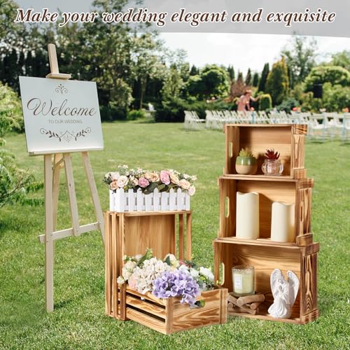 CroBlissful 5 Pack Wooden Crates for Display Nesting Crates, Natural - color: Natural