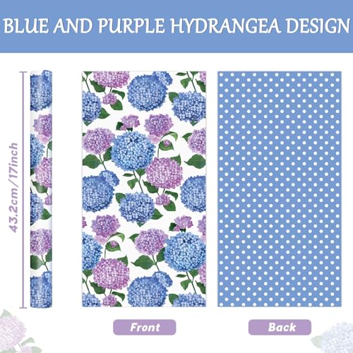 WERNNSAI Hydrangea Wrapping Paper 17 In x 33 Ft Blue Floral Wrapping Paper - color: Hydrangea