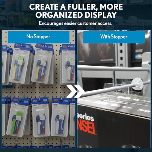 Clip Strip Display Hook Product Stops, 300 Pack, 1" Round Inventory Control Clips, Discs for Pegboard Hooks, Peg Hook Stoppers, Product Organization, Maintain Full Appearance on Display Stand