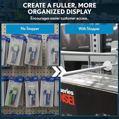 Clip Strip Display Hook Product Stops, 300 Pack, 1" Round Inventory Control Clips, Discs for Pegboard Hooks, Peg Hook Stoppers, Product Organization, Maintain Full Appearance on Display Stand