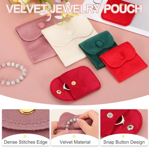 PATIKIL 3x3 Inch Velvet Jewelry Pouches, 24 Pcs Jewelry Packaging Gift Bags with Snap Button for Bracelet Necklace Rings Watch, Blue - color: Blue