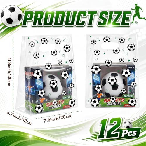 Pasimy 12 Pcs Soccer Gift Bags with Handles, Clear Soccer Plastic Treat Bag - style: Clear Soccer