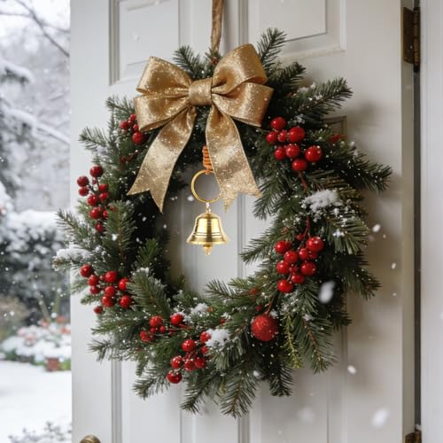 Small Brass Hanging Bell, Entry Doorbell Chime on Leather Rope