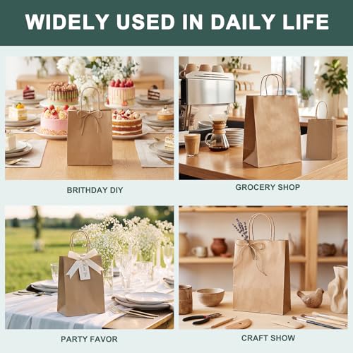 METRONIC Paper Gift Bags 10x5x13 100Pcs Brown Paper Bags with Handles Bulk - color: Brown, size: 1 Count (Pack of 100)