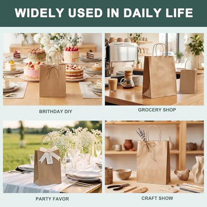 METRONIC Paper Gift Bags 10x5x13 100Pcs Brown Paper Bags with Handles Bulk - color: Brown, size: 1 Count (Pack of 100)