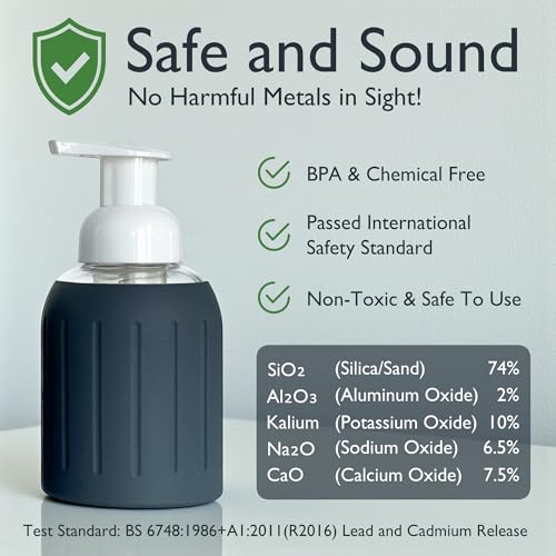 Foaming Glass Hand Soap Dispenser Pump Charcoal 8oz - color: Charcoal
