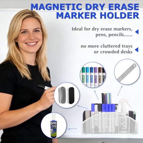 Magnetic Dry Erase Marker Holder for Whiteboard, 5 Slots Whiteboard Organizer with Strong Magnet, 10 Inch Storage Holder for Markers, Erasers, Pens and Classroom Supplies (White) - size: 5 Slots Magnetic Dry Erase Marker Holder(White)