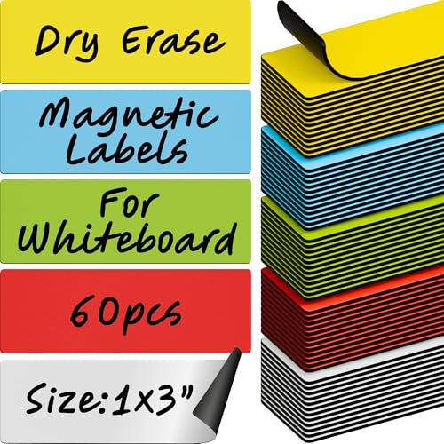 X-bet MAGNET Dry Erase Magnetic Labels, 1x3 (2.5x7.5cm), 60 pcs, Multicolor - color: Multicolor 1x3" 60 pcs