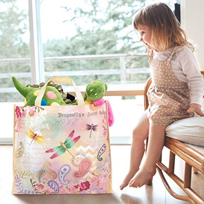 NymphFable Dragonfly Shopping Bags, 6 Pack Reusable Grocery Tote Bag 50LBS - color: Paisley Dragonfly