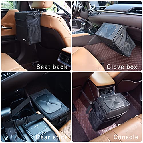 SIBOFUEGO Cute Car Trash Can with Lid, Collapsible, Leak-Proof, 2 Gallon - color: Black Leopard, size: 2 Gallons